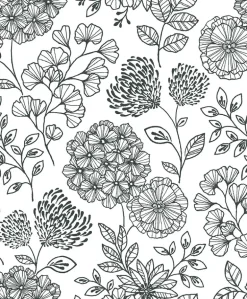 2975-26203 Ada Black Floral Wallpaper