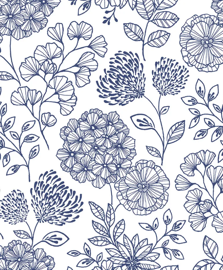 2975-26205 Ada Blue Floral Wallpaper