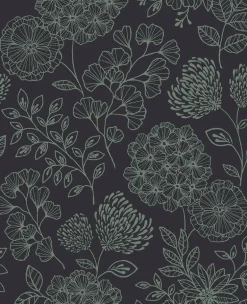 2975-26206 Ada Charcoal Floral Wallpaper