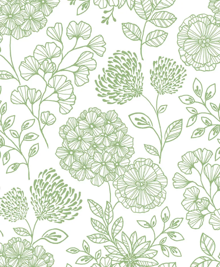 2975-26204 Ada Green Floral Wallpaper