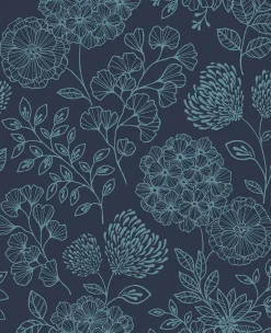 2975-26207 Ada Indigo Floral Wallpaper
