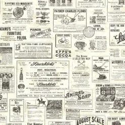 3123-64271 Adamstown Cream Newspaper Classifieds Wallpaper