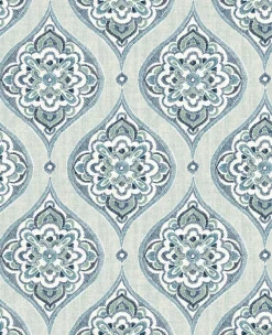 2821-25146 Adele Aqua Damask Wallpaper