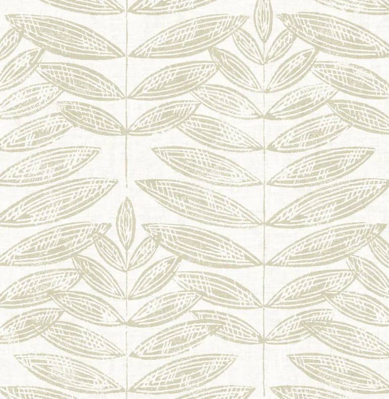 2821-25100 Akira Beige Leaf Wallpaper