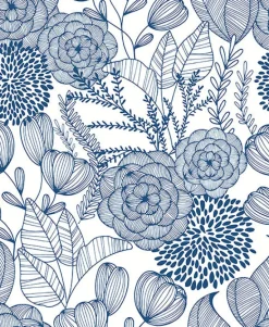2903-25857 Alannah Navy Botanical Wallpaper