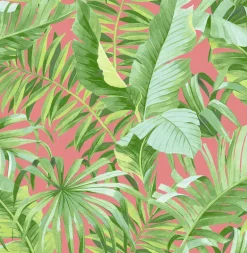 2969-26055 Alfresco Coral Tropical Palm Wallpaper