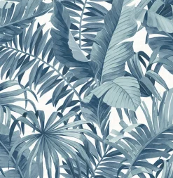 2744-24133 Alfresco Navy Palm Leaf Wallpaper