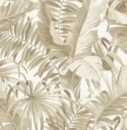 2744-24135 Alfresco Taupe Palm Leaf Wallpaper
