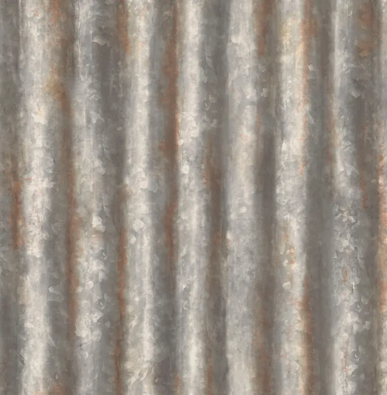 2767-22333 Alloy Silver Corrugated Metal Wallpaper