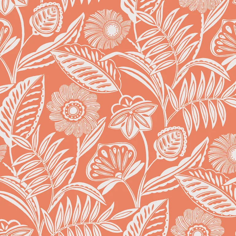 2969-87528 Alma Coral Tropical Floral Wallpaper