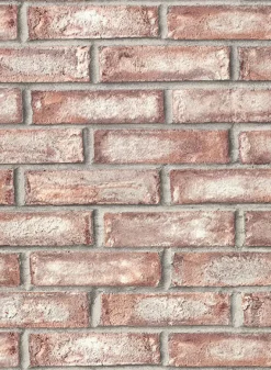 2921-50101 Appleton Maroon Faux Weathered Brick Wallpaper