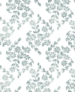 2901-25431 Arabesque Teal Floral Trail Wallpaper