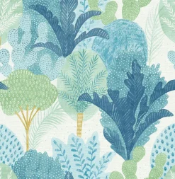 2969-26045 Ari Teal Desert Oasis Wallpaper
