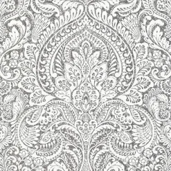 4019-86444 Artemis Platinum Floral Damask Wallpaper