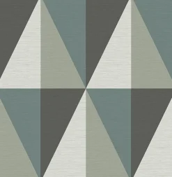 2902-25539 Aspect Teal Geometric Faux Grasscloth Wallpaper