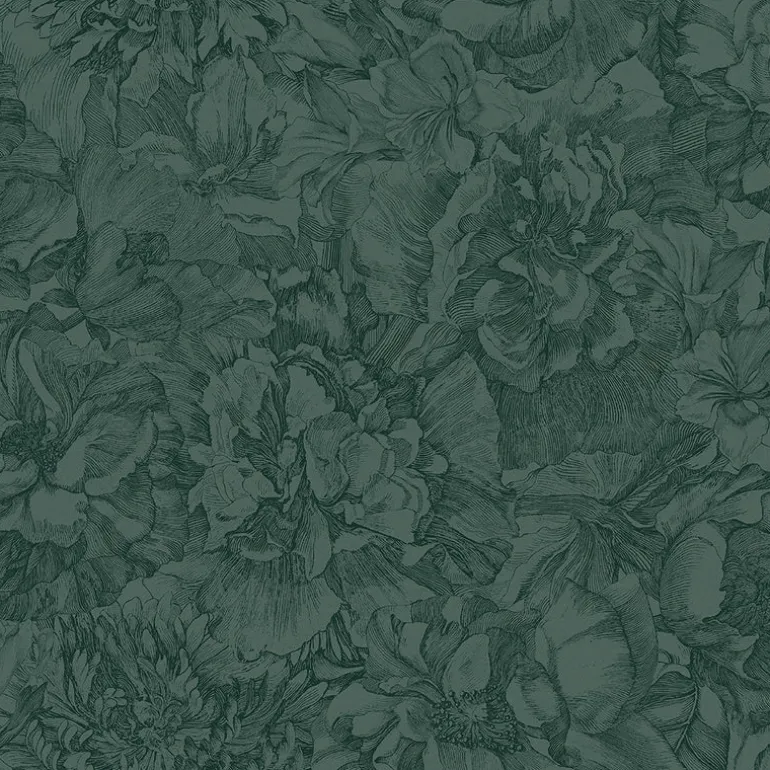 307345 Auguste Dark Green Floral Wallpaper