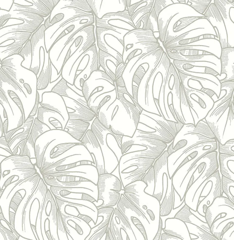 2964-87344 Balboa Silver Botanical Wallpaper