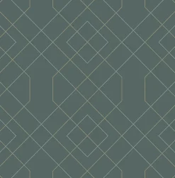 2964-25911 Ballard Teal Geometric Wallpaper