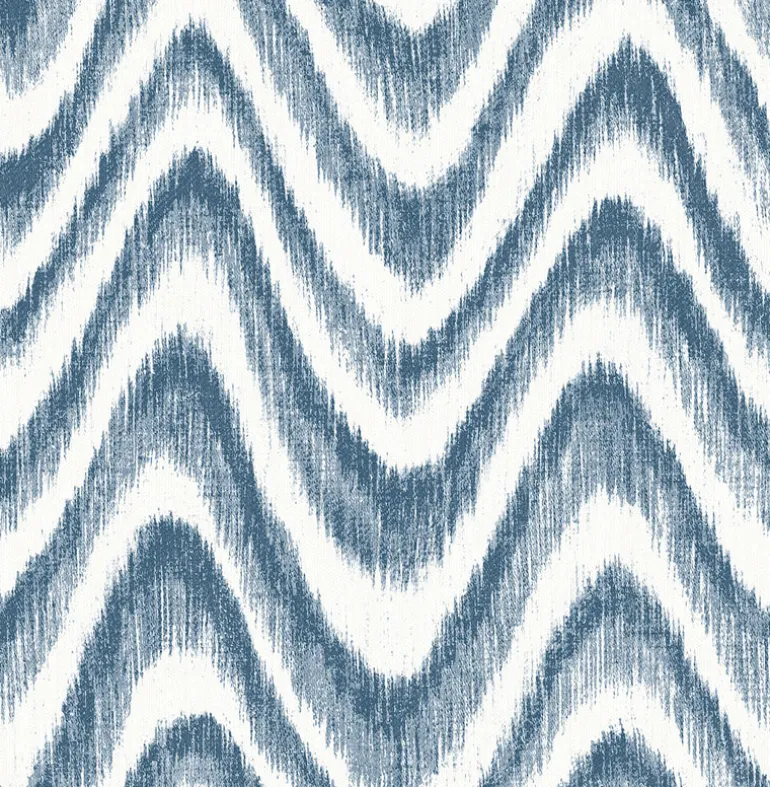 2901-25408 Bargello Blue Faux Grasscloth Wave Wallpaper