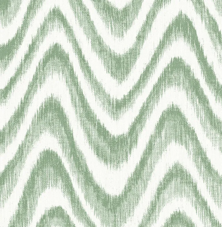 2901-25406 Bargello Green Faux Grasscloth Wave Wallpaper