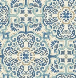2922-24046 Bayard Blue Tile Wallpaper