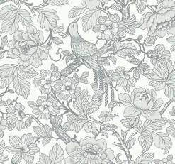 2927-80408 Beaufort Light Grey Peony Chinoiserie Wallpaper