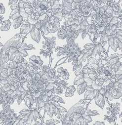 2901-25411 Birds of Paraside Breeze Blue Floral Wallpaper