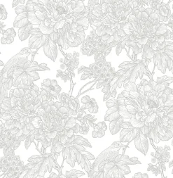 2901-25412 Birds of Paraside Breeze Grey Floral Wallpaper