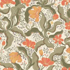 2932-65119 Bodri Dark Green Tulip Garden Wallpaper