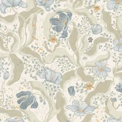 2932-65115 Bodri Light Blue Tulip Garden Wallpaper