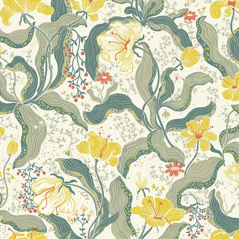 2932-65118 Bodri Yellow Tulip Garden Wallpaper