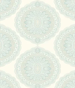 3117-12303 Bolinas Aquamarine Medallion Wallpaper