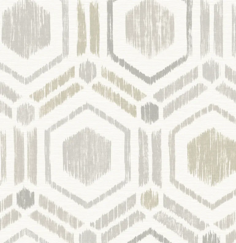 2901-25434 Borneo Light Grey Geometric Grasscloth Wallpaper