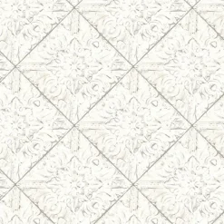 2904-13091 Brandi White Tin Tile Wallpaper
