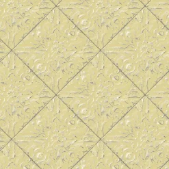 3119-13093 Brandi Yellow Metallic Faux Tile Wallpaper