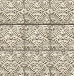 2767-23764 Brasserie White Tin Ceiling Tile Wallpaper