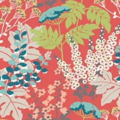 2973-90021 Brie Red Forest Flowers Wallpaper