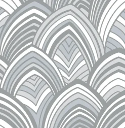 2969-87353 CABARITA Grey Art Deco Leaves Wallpaper