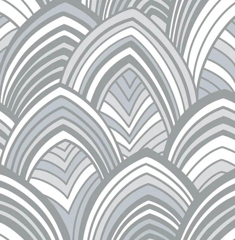 2969-87353 CABARITA Grey Art Deco Leaves Wallpaper