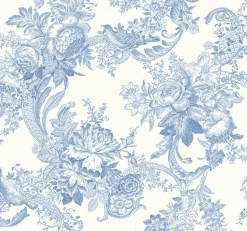 2927-81602 Carmel Light Blue Baroque Florals Wallpaper