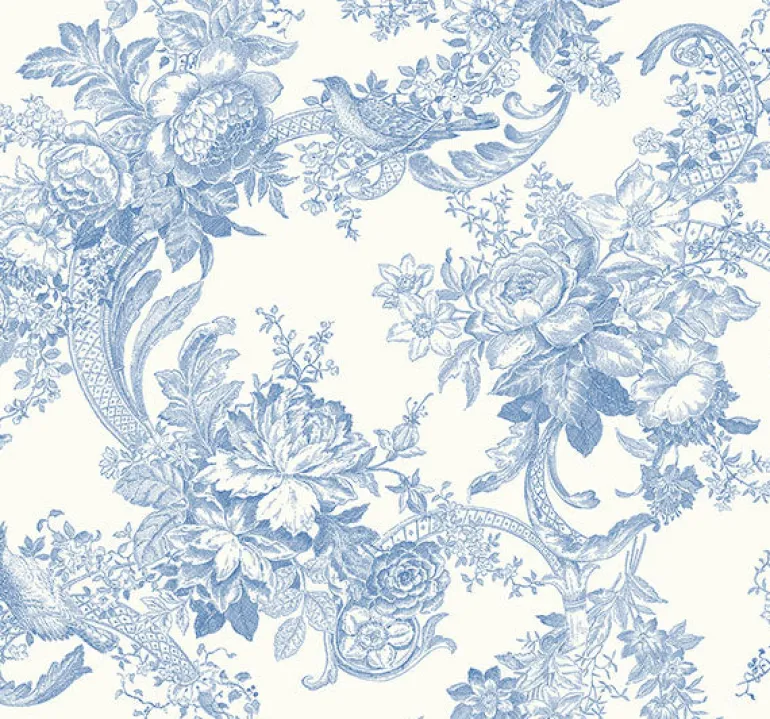 2927-81602 Carmel Light Blue Baroque Florals Wallpaper