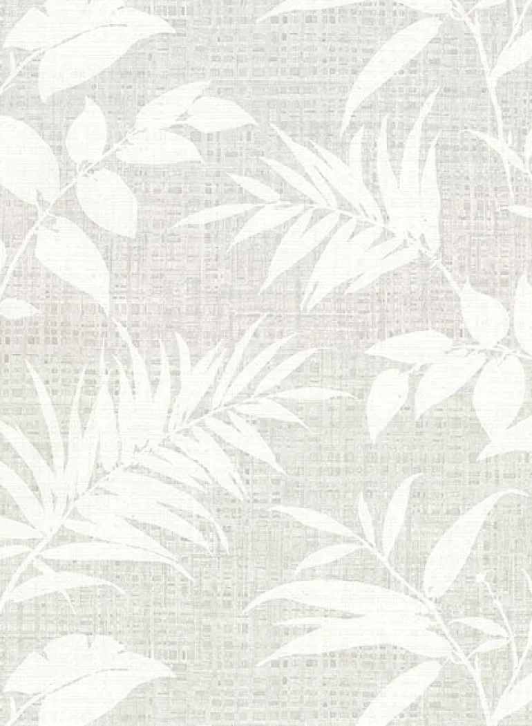 2921-50808 Chandler Grey Botanical Faux Grasscloth Wallpaper