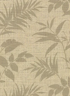 2921-50806 Chandler Khaki Botanical Faux Grasscloth Wallpaper