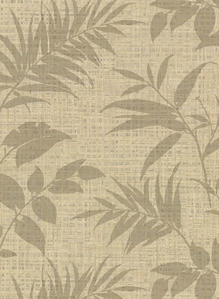 2921-50806 Chandler Khaki Botanical Faux Grasscloth Wallpaper