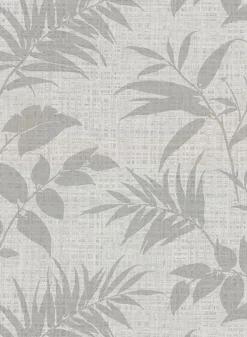 2921-50800 Chandler Light Grey Botanical Faux Grasscloth Wallpaper