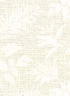 2921-50807 Chandler White Botanical Faux Grasscloth Wallpaper