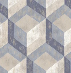 2922-22311 Clarabelle Blue Rustic Wood Tile Wallpaper