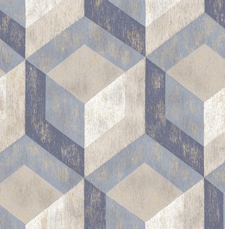 2922-22311 Clarabelle Blue Rustic Wood Tile Wallpaper