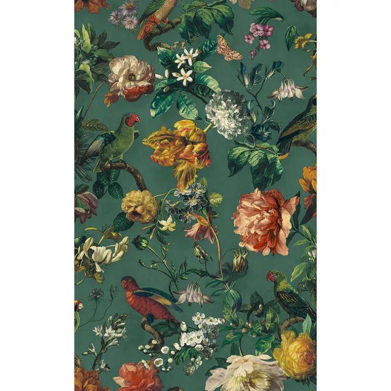 307305 Claude Teal Floral Wallpaper