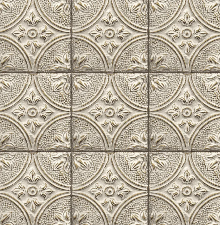 2922-23764 Cornelius Grey Tin Celing Tile Wallpaper